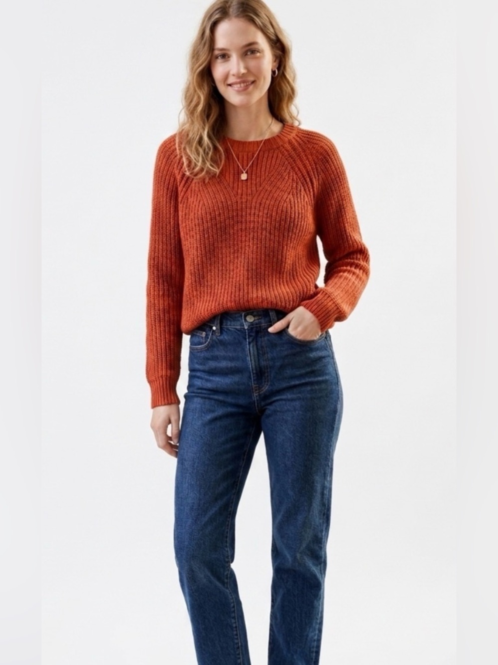 J. Crew Bright Orange Chunky Crewneck Sweater XXS